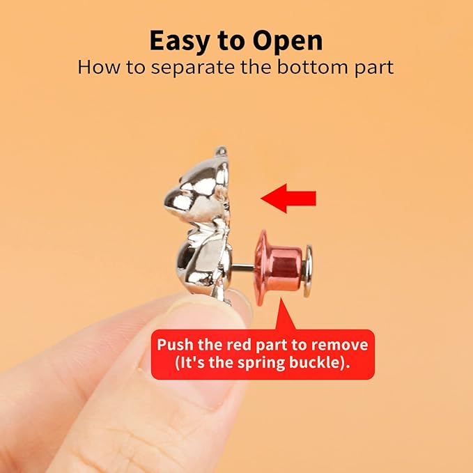 TOOVREN Cute Bear Button Pins for Jeans, No Sew and No Tools Instant Pant Waist Tightener, Adjustable Jean Buttons Pins for Loose Jeans 4 Sets Replacement Pant Clips for Waist Buckle