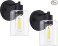 SOPEAS Wall Sconces for Bathroom, Modern Vanity Light Fixtures, Black Wall Mount Lighting Lanterns, Farmhouse Wall Lights with Clear Glass Shade for Bedroom Living Room Mirror Hallway Kitchen（2PACK）