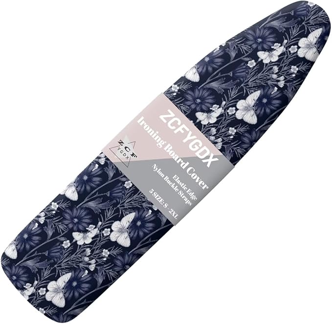 ZCFYGDX Ironing Board Covers Butterfly Blue Flower Print Lightweight & Breathable Anti-Slip & Wear-Resistant (18 x 58 in) Hook & Loop Elastic Edge Easy to Install, Scorch Resistant Decor Size-2XL