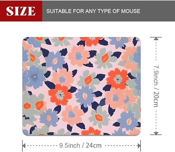 Field of Flowers Pastel Floral Square Mouse pad, Texture, Waterproof, Anti Slip Rubber Base, Computer Mouse pad, Laptop Mouse pad