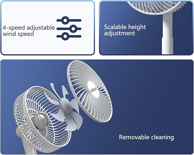 AriKroii USB Desk Fan with Adjustable Tilt 90 Rotation,Ultra-quiet but High Efficient, 3 Speeds Wind Cooling Fan Desktop Consoles with USB Charging, for Cooling Home Office Car Summer Travel
