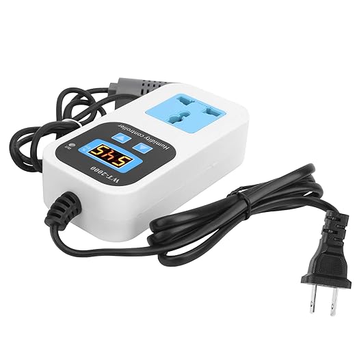 Digital Humidity Controller Humidity Detector Controlling Device, Air Humidity Controller with LCD Display, Humidity Moisture Controlling Switch Socket for Home Warehouse Greenhouse(US Plug)