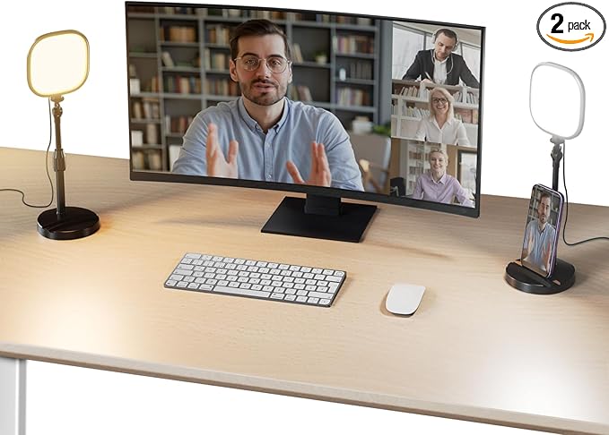 NEEWER Basics 2 Pack 5" Full Screen LED Ring Light with Stands for Desk Video Conference, 10W Bi Color Edge Lit Computer Laptop Webcam Zoom Calls Lighting Streaming Phone Recording, CRI95, NL10