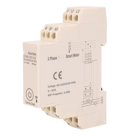 100A 3 Phase Power Meter Energy Consumption Electricity Usage Monitor with APP Control for Home School Dormitory Shopping Mall with Clamp Current Transformer DIN Rail Watt Kwh Frequency Meter