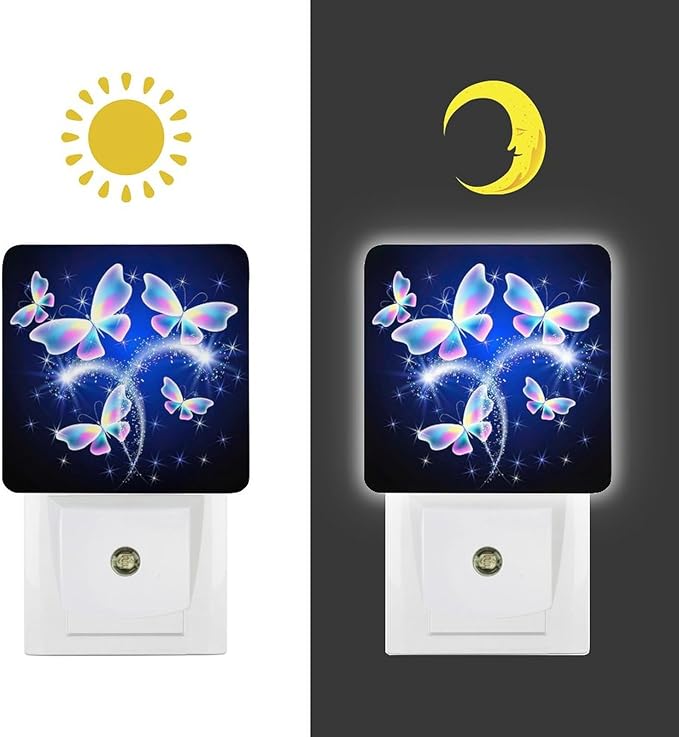 YKJAHSD Butterfly Night Light, Plug into Wall Decor Nightlights for Bedroom, Bathroom, Hallway, Kitchen, with Dusk to Dawn Light Auto Sensors LED Night Lights for Boys Girls Women Men Room Gifts