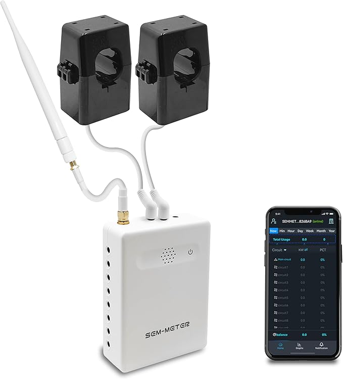 Smart Home Energy Monitor, Measure Power Usage in Real-Time, History with App (2 200A Circuit Level Sensors) - Compatible with Home Assistant