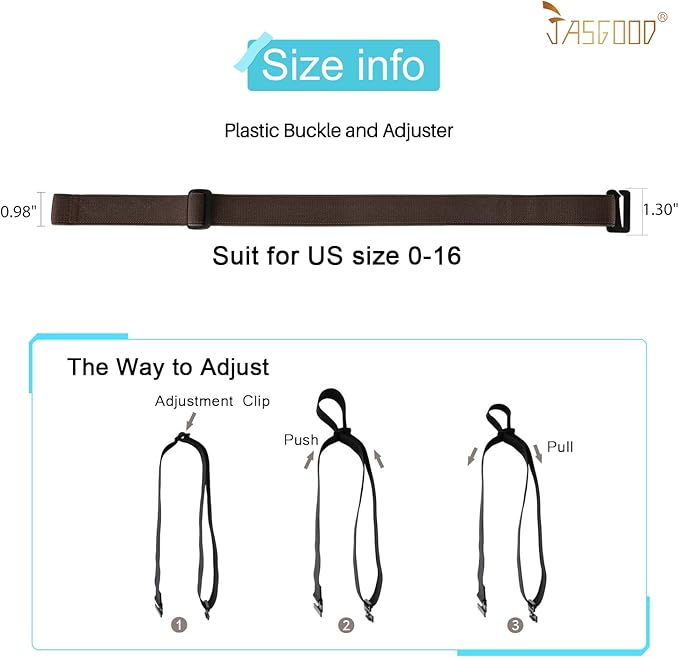 JASGOOD Women No Show Stretch Belt Elastic Web Strap Belt with Flat Buckle for Jeans Pants Dresses