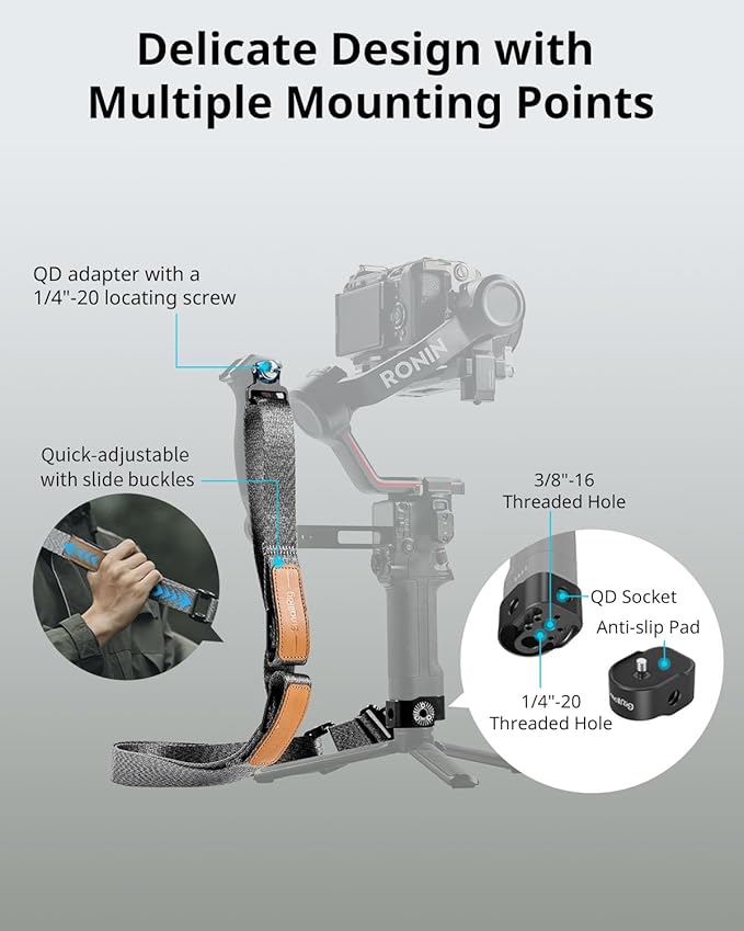 SmallRig RS3 RS2 Weight-Reducing Shoulder Strap Compatible with Sling Handle for DJI, Gimbal Belt with Upgraded QD Quick Release Buckles for DJI RS 5 / RS4 / RS4 Pro/RS 3 / RS 3 Pro/RS 2