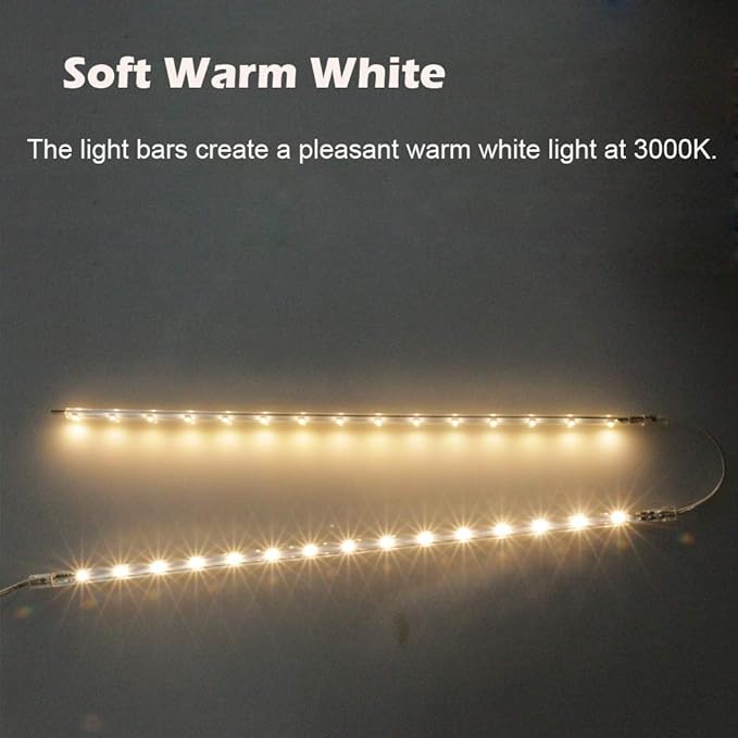 Cefrank LED Display Light Bar Kit - (4) 16" Linkable Lights - Plug in - Series + Parallel Connection - Low Profile - Soft Warm White