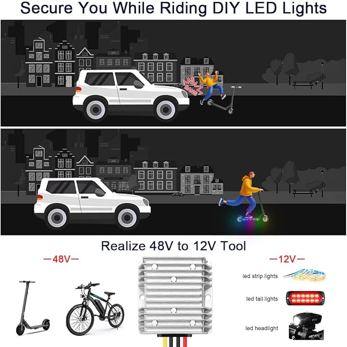 48V Step Down to 12V 10A 120W DC/DC Converter Regulator Low Voltage Reducer Waterproo Transformer for Cart Scooters, LED Strip Light,Car Truck