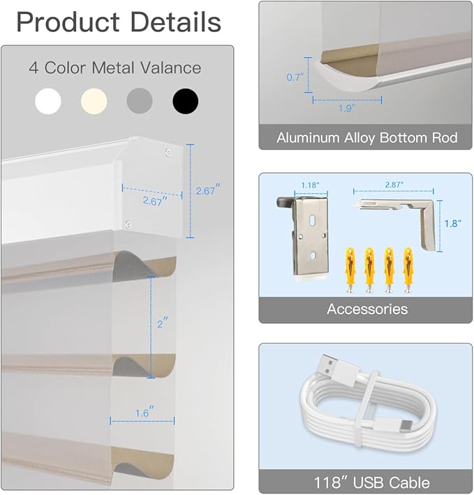 Tokblind Motorized Shangri-La Sheer Shade with Remote Control, Blackout Electric Roller Blinds Compatible with Alexa via Hub, Rechargeable Smart Window Shade Custom Size(Blackout Coffee)