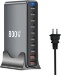800W USB C Fast Charger Block, 10 Ports GaN III USB Chagring Station, Dual 140W PD PPS HUB for Multiple Devices, Laptop Adapter Compatible with MacBook Pro/Air iPad iPhone Pro Max, Galaxy, Dell, HP
