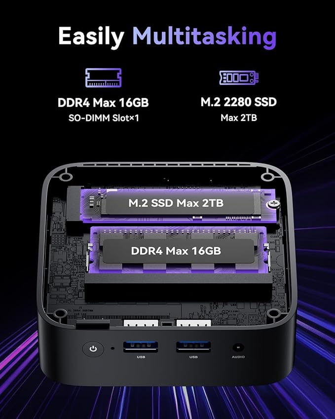 ACEMAGIC Mini Pc 11 Pro, Processor N95 (Beat N100/N150) up to 3.4 GHz Mini Computers, 16GB DDR4 512GB SSD, 4K Dual Display WiFi BT VESA Micro Small Pc for Business and Home, Mini Desktop