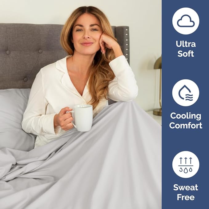 Split Head King Sheet Set – 4 Piece Flex Split Top King Sheets for Adjustable Beds - Fits 14” to 16" Mattress w/ Deep Pockets - Soft, Breathable & Cooling - Luxury Bedding & Wrinkle Free - French Grey
