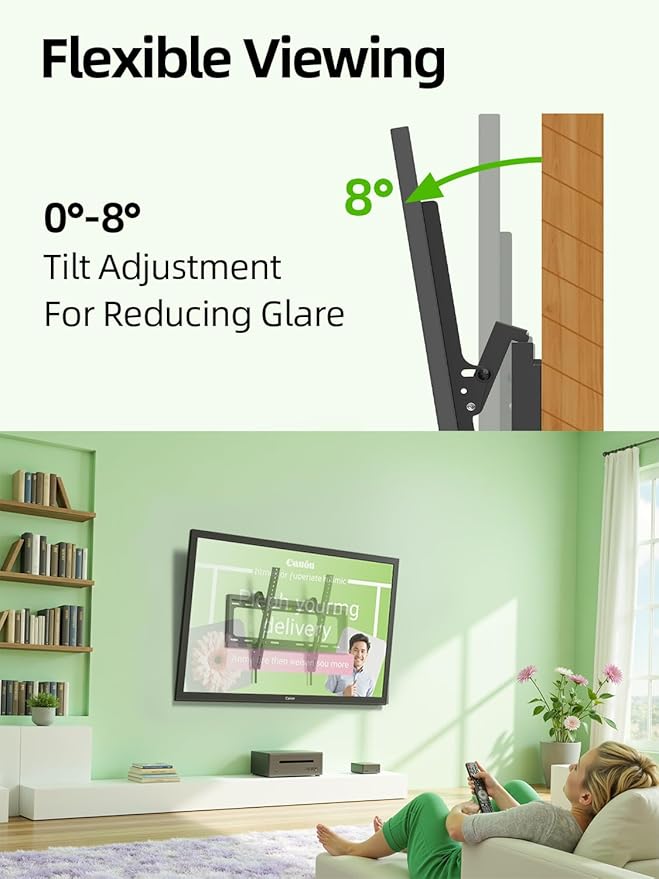 USX Mount UL Listed TV Mount Low Profile for Most 26-60" Flat Screen LED, LCD, Curved TVs, TV Wall Mount Bracket Tilt VESA 400x400mm- Up to 99lbs, Quick Lock and Release to Mounts on 12" 16" Stud