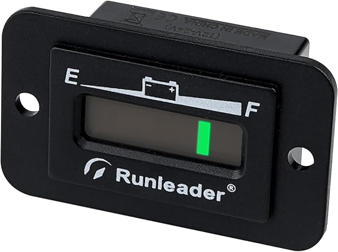 Runleader LED Battery Level Monitor,Volt.12V/24V,Charge and Discharge Display- Only Suitable for Lead Acid Battery,Works on Golf Club Car Left Fork Scrubber RV Travel Trailer Go-Kart.