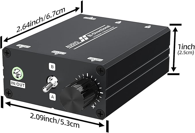 3.5mm Stereo Audio Switcher (2 in 2 Output / 2 in 2 Output) with 3.5mm Audio Cable, 2 Ports AUX Audio Speaker Selector for PC Mobile Laptop Headphones