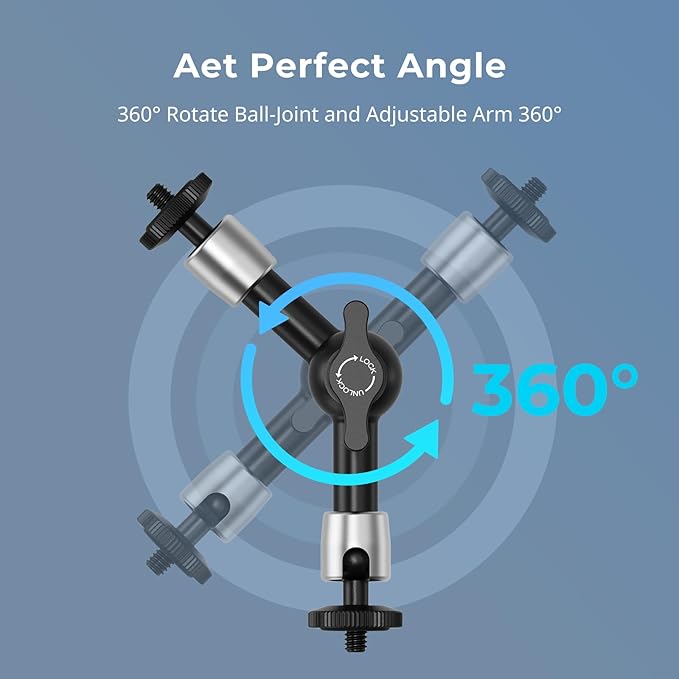 SMALLRIG 5.5-inch Magic Arm 2-Pack, Articulating Adjustable Friction Arm Mount with 1/4"-20 Thread Screw, for Camera Monitor/LED Light Setup, 5316