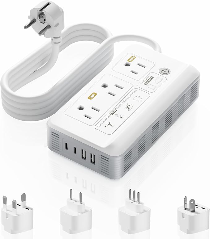 Mapambo 2000W Voltage Converter US to Europe, 7 in 1 Converter for European Travel for Hair Dryer, Kettles, Coffee Makers and etc. 220v to 110v Converter for International Travels