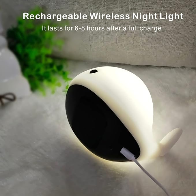 LEDHOLYT Night Light for Kids, Cute Silicone Nursery Dolphin Lamp for Baby and Toddler, Animal NightLight for Bedroom, Squishy Night Lamp for Kids Room (Dolphin)