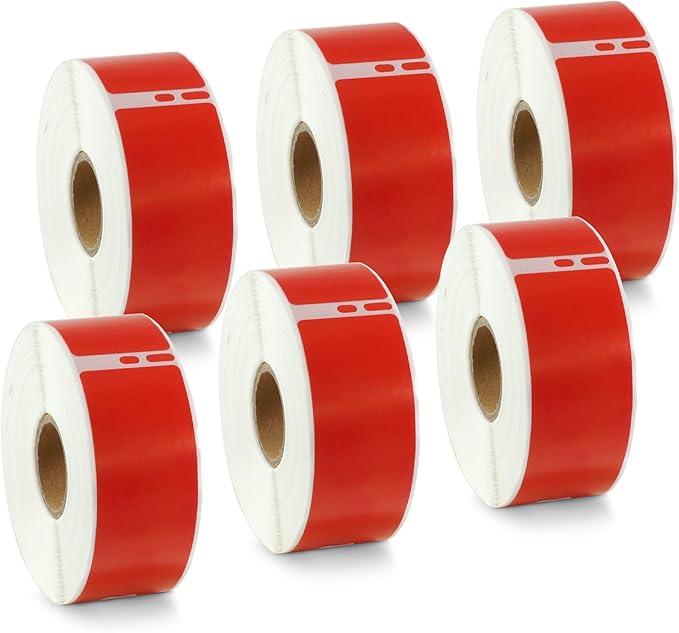 BETCKEY - Compatible DYMO 30252 (1-1/8" x 3-1/2") Address & Barcode Labels - Compatible with DYMO Labelwriter 450, 4XL & Zebra Printers[6 Rolls/2100 Labels, Red]