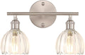 Shenmoyl Bathroom Light Fixtures, 2-Light Vanity Wall Light Over Mirror with Clear Tulip Glass Shade for Bedroom Living Room (Bulb Not Included), Satin Nickel