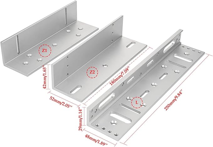 Electric Magnetic Lock with Z and L Bracket 280KG 600LBS Holding Force Electromagnet Lock 12V Fail Safe NC Mode Single Door for Access Control System