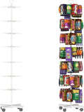 YEOOE Retail Display Racks 7 Tier Spinning Display Stand, Movable Shop Spinner Rack with Hooks, Retail Display Stand for Jewelry Keyring Hats Socks Toys (White)