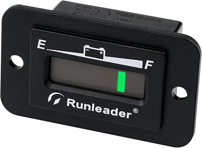 Runleader LED Battery Level Monitor,Volt.48V,Charge and Discharge Display- Only Suitable for Lead Acid Battery,Works on Golf Club Car Left Fork Scrubber RV Travel Trailer Go-Kart.