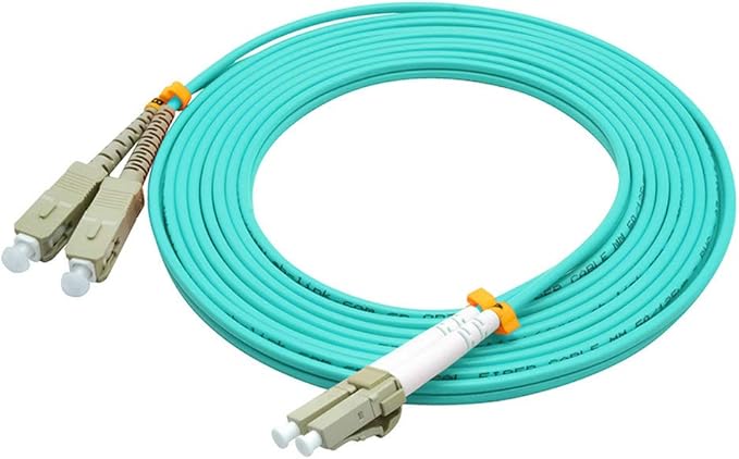 Jeirdus 30Meters 100ft LC to SC Duplex 50/125 10G OM3 Multi-Mode Fiber Optic Cable Jumper Optical Patch Cord LC-SC