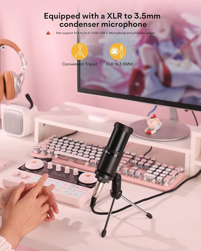 MAONO Podcast Equipment Bundle Audio mixer All-in-One Podcast Production Studio with 3.5mm Microphone for Live Streaming, Podcast Recording, PC, Smartphone, DJ MaonoCaster Lite (AU-AM200-S1)