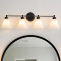LOUSACE 4 Light Bathroom Vanity Light Matte Black Bathroom Lighting Fixtures Over Mirror with Opal White Frosted Glass Shade, Vintage Traditional Wall Lighting Fixture Vanity Lights for Bedroom