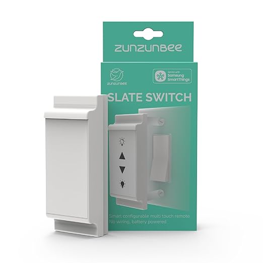 zunzunbee Slate Switch – Zigbee 3.0 Smart Wall Button Remote, Works with SmartThings, 8 Programmable Touch Buttons, Battery Powered, Includes Temperature Sensor