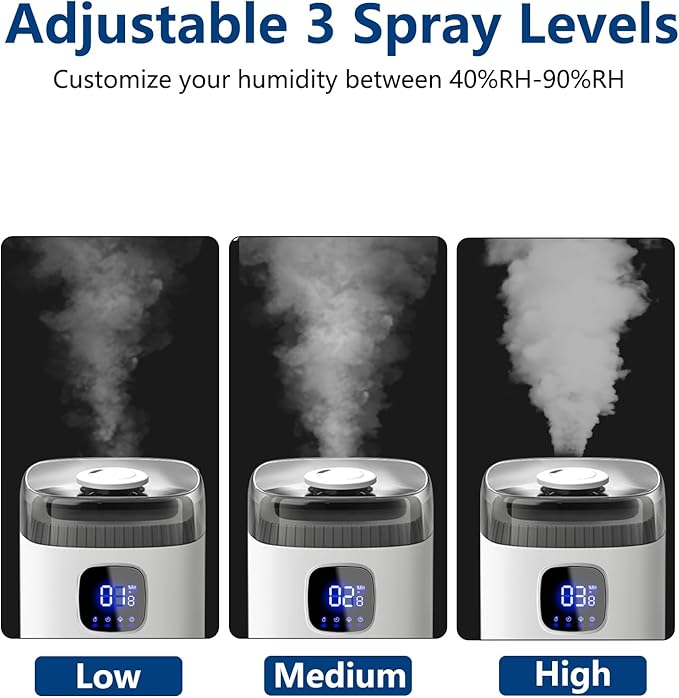 Akeshan Large Humidifier for Bedroom, 9L/2.5Gal Ultrasonic Cool Mist, Easy Clean with 350ML/H Large Mist Speed, Remote control, Quiet Tower, Suitable for Kids Room Plant Yoga
