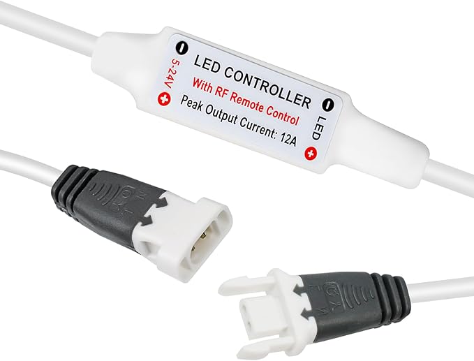 RF Mini Wireless Remote Controller for Single Color 3528 5050 LED Strip Lights, Wireless Remote Control with 2Pin JST Connector, RF LED Strip Light Dimmer