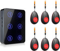 CallToU Wireless Call Button Caregiver Pager Nurse Call System for Elderly/Patients at Home/Hospital with Voice Announcements and LED Number Display (6 Waterproof Call Button & 1 Receiver)