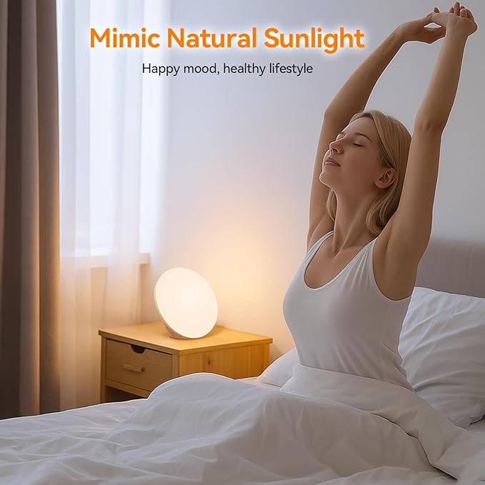 COMSYNC Light Therapy Lamp with 10000 Lux Sun Light & 670nm Red Night Light, Sleep Aid & Mood Boosting Lamp, 5 Color Temperatures, 5 Brightness Levels, 4 Timer Settings, Smart Touch & Remote Control