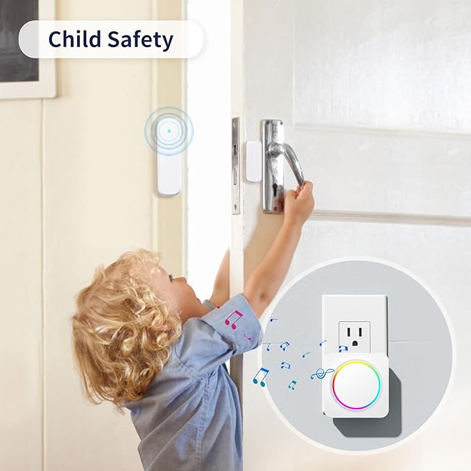 Door Chime, Door Sensor Chime When Door Opens, BITIWEND Door Entry Alarm for Business/Home/Office/Store, 600 FT Range, 32 Chimes 5 Adjustable Volume Door Ringer Alert 1Sensor + 2Receivers White