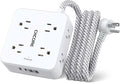 Surge Protector Power Strip - CHCORE 6Ft Braided Extension Cord with 8 Outlets with 4 USB (2 USB C) Charging Ports, Flat Plug Multi Plug Outlet Extender Charging Station for Home Office, ETL, White