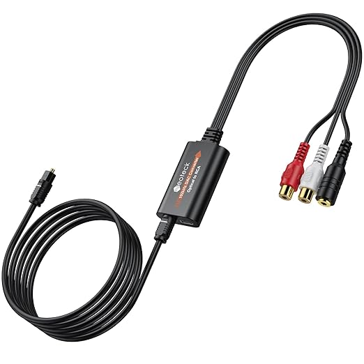 Neoteck SPDIF to RCA+3.5mm Optical to Analog Audio Adapter 192kHz DAC Converter with Built-in Amplifier Chip for HDTV Set-Top Box DVD Blu-Ray Players