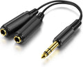 ICESPRING 1/4" 6.35mm Stereo Plug/Male to Dual 1/4" 6.35mm Jack/Female Splitter Adapter Cable Converter 0.6 feet