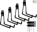 CRXCRC Garage Hooks, 4 Pack 7.7inch Large Square Wall Hooks for Hanging Heavy Duty Ladders, Bikes, Tools Ideal for Garage, Garden, Basement Utility Room Storage (Black)