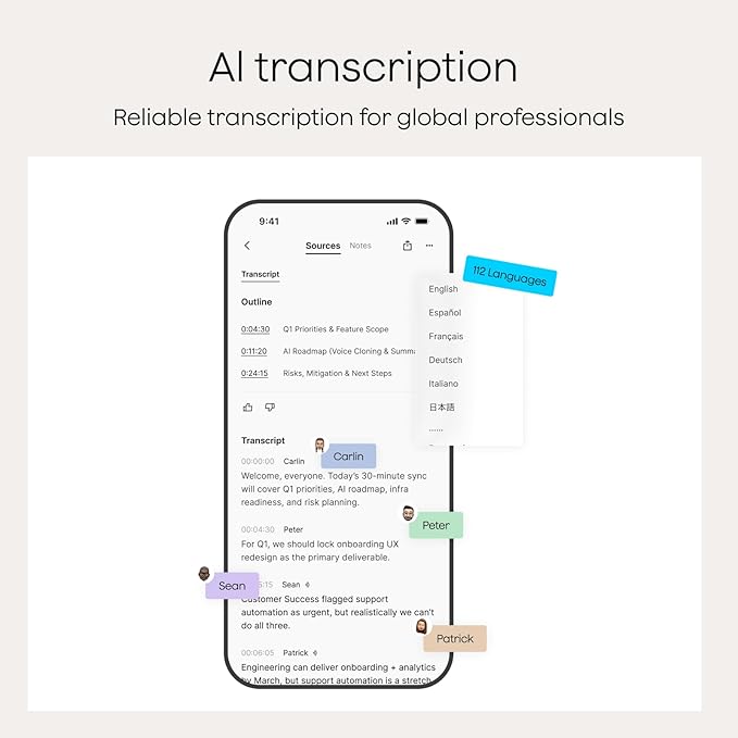 Plaud Note Pro AI Voice Recorder, Transcribe & Summarize with AI, App Control, Note Taker for Meetings & Calls, Supports 112 Languages, Ultra-Slim w/InstantView Display, Case Included, Black