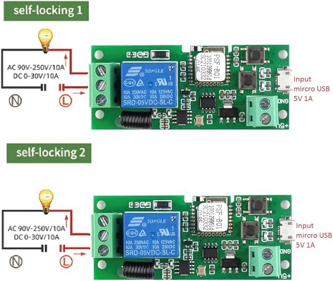 MHCOZY WiFi Wireless Smart Switch Relay Module for Smart Home 5V 5V/12V，Ba Applied to Access Control, Turn on PC, Garage Door (5v)