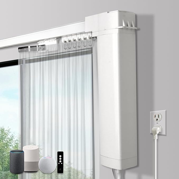 SmartWings Automatic Curtain Opener, Motorized Vertical Blinds with Remote, Electric Closet Doors Sliding Panels Compatible with Alexa Google Homekit, Curtain Track Rod Kit