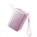 Anker Nano Portable Charger, 10,000mAh 45W Max Compact Power Bank, Travel Essential Phone Battery Pack with 2.3 ft InstaCord Retractable Cable for iPhone 17/16 Series, iPad, Galaxy, and More (Pink)