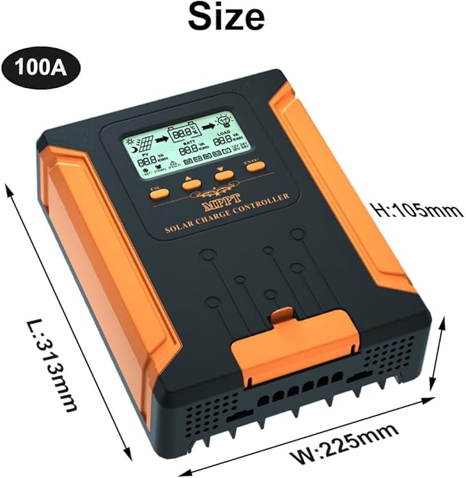 iSunergy 120A 180V MPPT Solar Charge Controller 12V/24V/36V/48V Auto, Heat-Dissipating Metal Housing, Dual Fans, and LCD Display, for LiFePO4, Gel, Lithium, SLD, FLD, and Ternary Battery