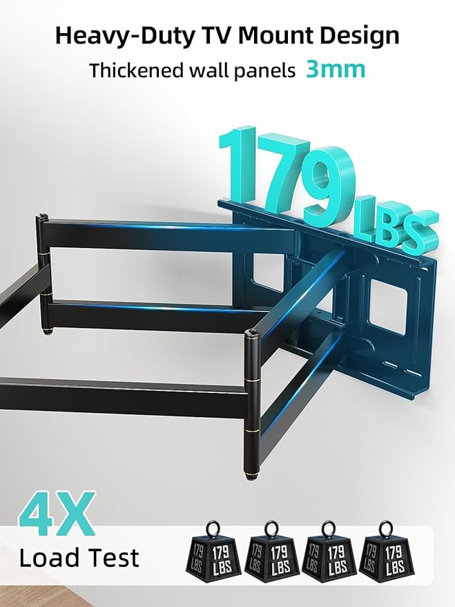 HCMOUNTING Heavy Duty TV Wall Mount for 42-95" TVs, 4X Load Tested Holds 179lbs, 40.9" Smooth Gliding Extension Arms, Full Motion Swivel & Tilt, VESA 800x400, Fits 16-18" Studs