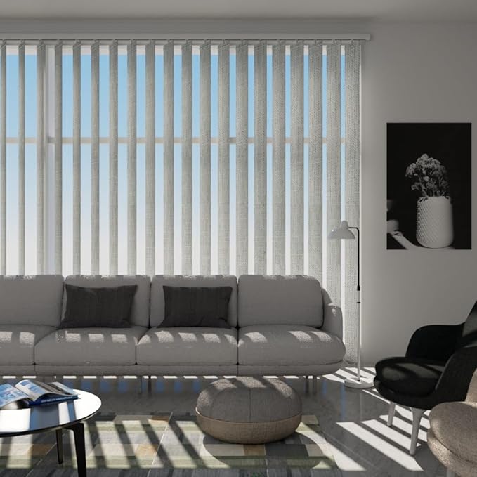 Blindify Motorized Vertical Blinds, Blackout Sliding Door Shades Vertical Shades Remote Control Customize, Dark Grey