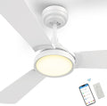 SMAAIR 56 Inch Smart Wifi Ceiling Fans with Dimmable LED Lights and Remote, Compatible with Alexa/Google Home/Siri/APP, Outdoor DC Fans with 10 Speeds, Timer/Schedule, White